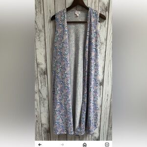 LuLaRoe Geometric Patterned Vest - Blue and Pink
